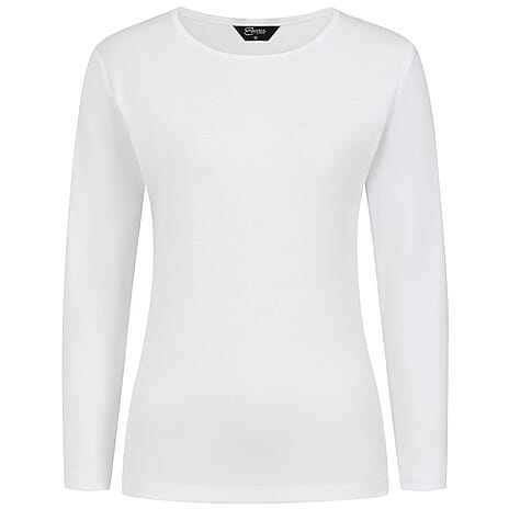 Classics Crew Neck 3-4 Sleeve Top (Size 12) - White