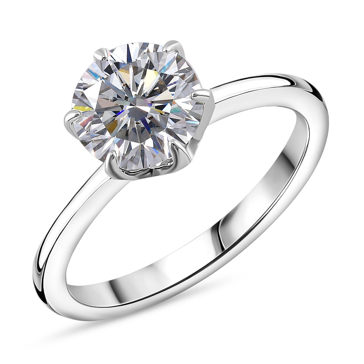 RADIANTA Moissanite - GRA Certified D-VVS1 Moissanite Solitaire Ring in Rhodium Overlay Sterling Silver 2.00 Ct.
