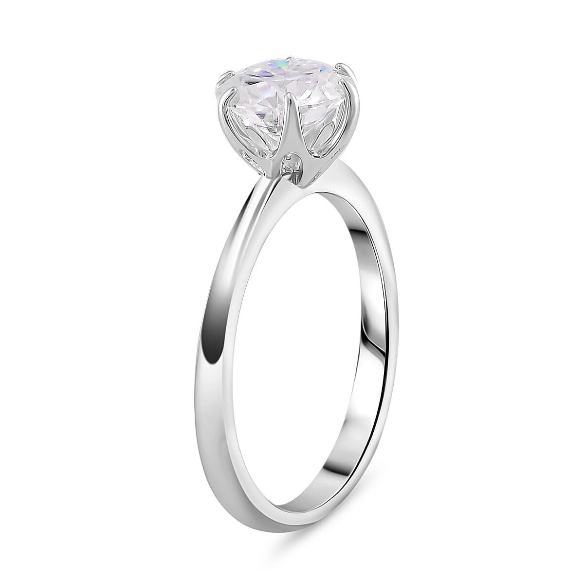 RADIANTA Moissanite - GRA Certified D-VVS1 Moissanite Solitaire Ring in Rhodium Overlay Sterling Silver 2.00 Ct.