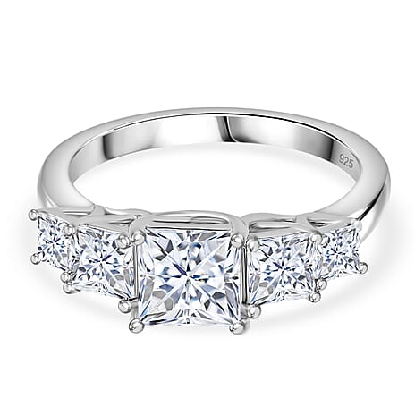RADIANTA Moissanite - GRA Certified D-VVS1 Moissanite Ring in Rhodium Overlay Sterling Silver 2.24 Ct.