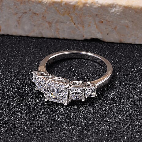 RADIANTA Moissanite - GRA Certified D-VVS1 Moissanite Ring in Rhodium Overlay Sterling Silver 2.24 Ct.