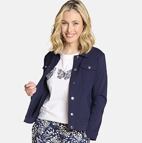 Emreco Stretch Jean-Style Jacket (Size 18) - Navy