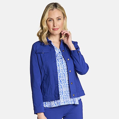 Emreco Classic Bengaline Stretch Denim Style Jacket (Size 12) - Royal