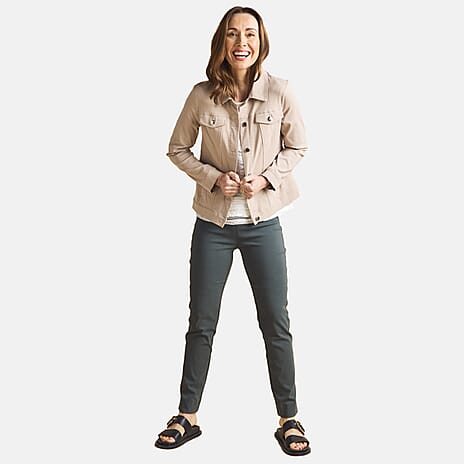 Classic Bengaline Stretch Jacket (Size 12) - Soft Almond