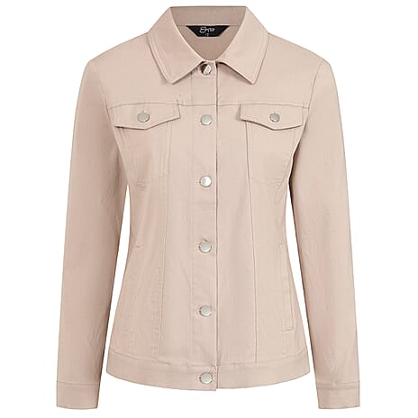 Classic Bengaline Stretch Jacket (Size 18) - Soft Almond