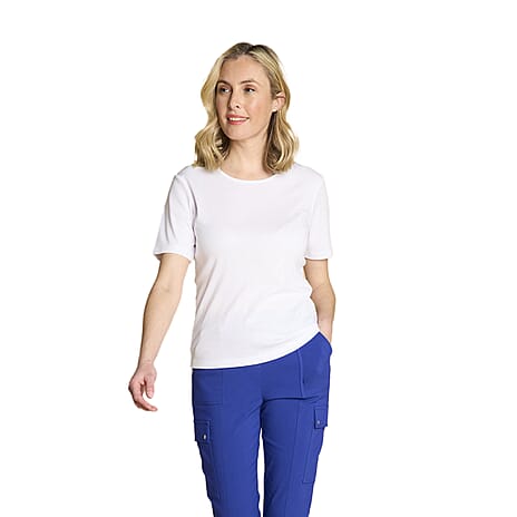 Emreco Casual Short Sleeve Crew Neck T-Shirt (Size 20) - White