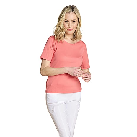 Emreco Short Sleeve Crew Neck T-Shirt (Size - 10) - Coral