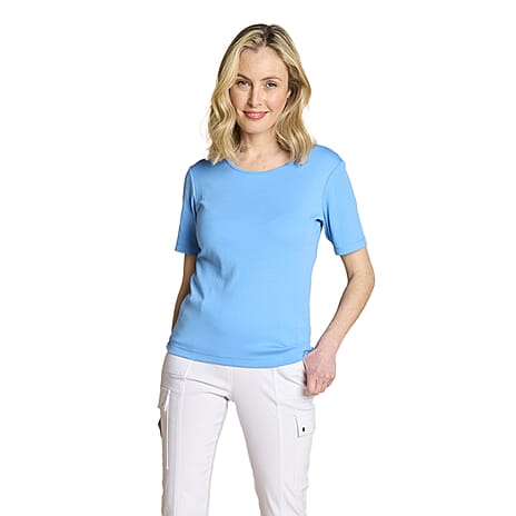 Emreco Casual Short Sleeve Crew Neck T-Shirt (Size 18) - Blue