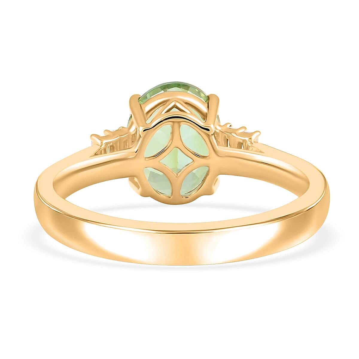 Luxoro  10K Yellow Gold  AAA   Green Tourmaline ,  White Diamond  I2 Ring 3.10 ct,  Gold Wt. 3.87 Gms  3.100  Ct.