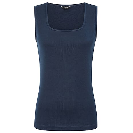 Emreco Square Neck Sleeveless Knitted Vest (Size 16) - Navy