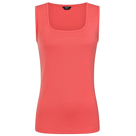 Emreco Square Neck Sleeveless Knitted Vest (Size 18) - Coral