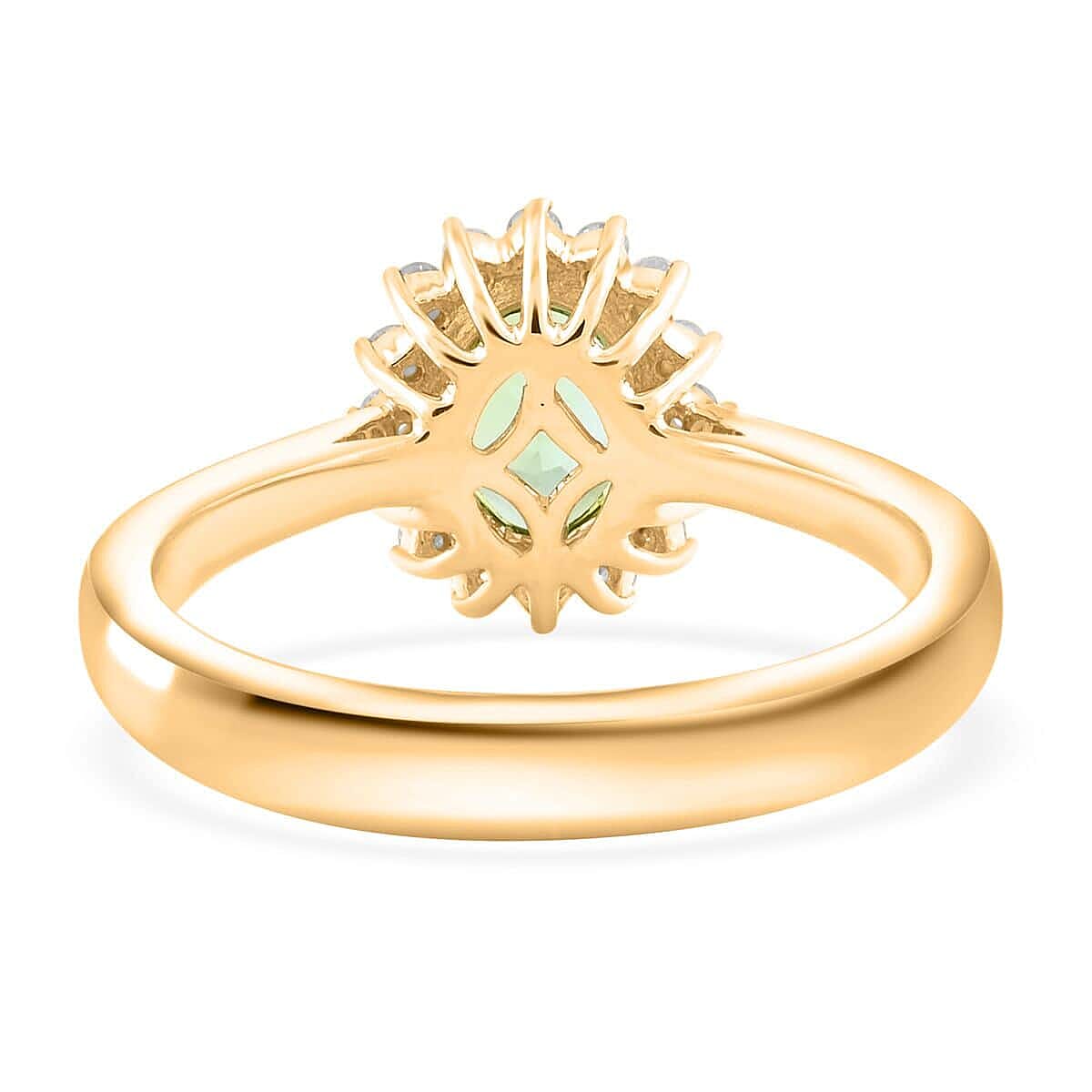 Luxoro  10K Yellow Gold  AAA   Green Tourmaline ,  White Diamond  I2 Ring 1.60 ct,  Gold Wt. 3.94 Gms  1.600  Ct.