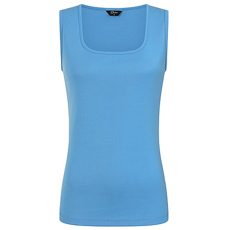 Classic Fitted Square Neck Sleeveless Vest (Size 16) - Blue