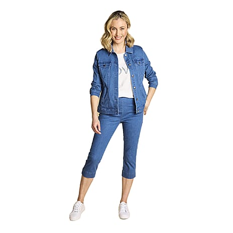 Emreco Casual Slim Fit Stretch Denim Crop Pants (Size 18) - Light Blue