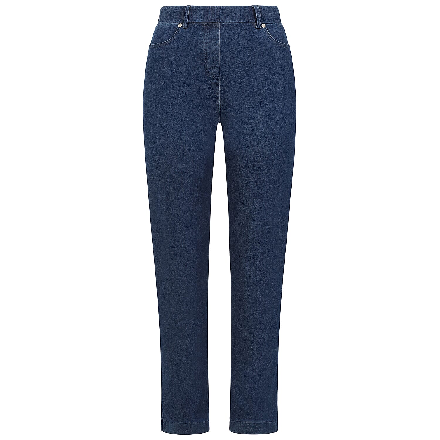 Emreco Comfortable Stretch Denim Ankle Grazer Trousers with 27 Inch Inseam (Size 12) - Denim Blue