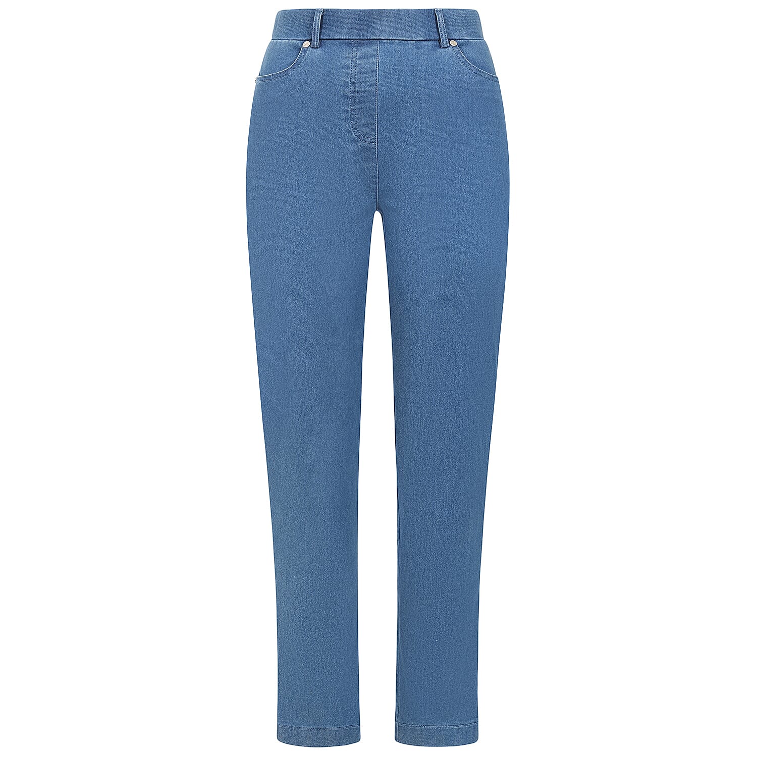 Emreco Comfortable Stretch Denim Ankle Grazer Trousers with 27 Inch Inseam (Size 12) - Denim Blue