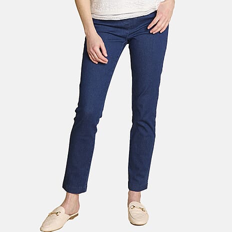 Emreco Comfortable Stretch Denim Ankle Grazer Trousers with 27 Inch Inseam (Size 20) - Denim Blue