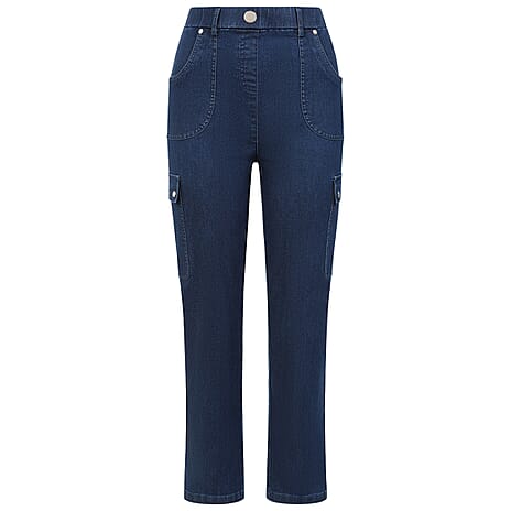 Emreco Comfort Stretch Denim Cargo Trousers (Size 16) - Denim Blue