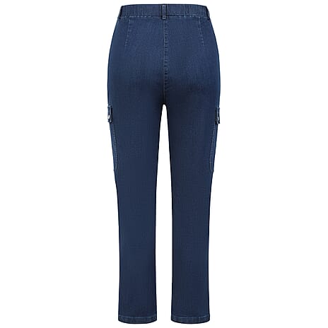 Emreco Comfort Stretch Denim Cargo Trousers (Size 20) - Denim Blue