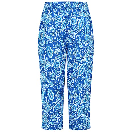 Emreco Floral Paisley Print Lightweight Crinkle Wide Leg Culottes (Size 20)