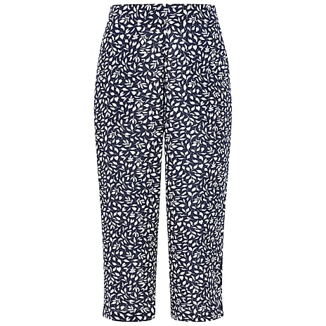 Emreco Leaf Print Crinkle Wide Leg Culottes (Size 20) - Navy