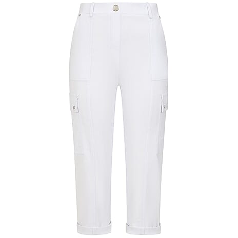 Emreco Combat Style Bengaline Stretch Utility Crop Trouser (Size - 16) - White