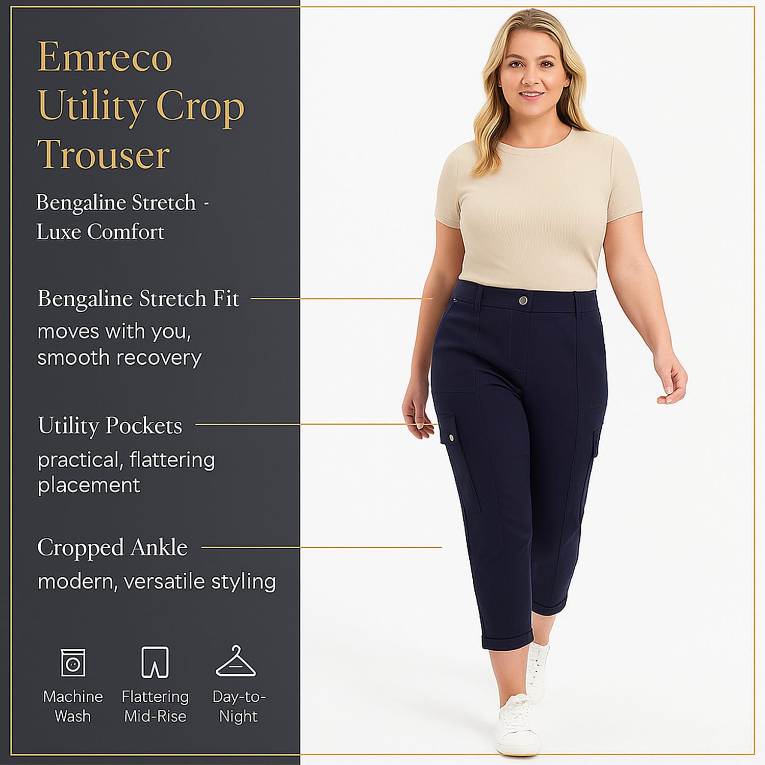 Emreco Combat Style Bengaline Stretch Utility Crop Trouser