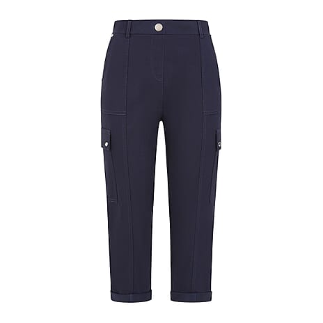 Emreco Combat Style Bengaline Stretch Utility Crop Trouser (Size - 18) - Navy