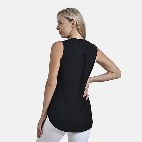 & Maisi Solid Blouse (Size - Large) - Black & Black