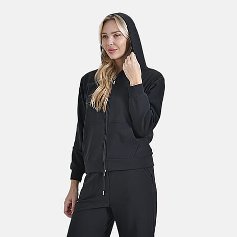 & Maisi Ladies Zip Up Hoodie (Size 16 to 18) - Black