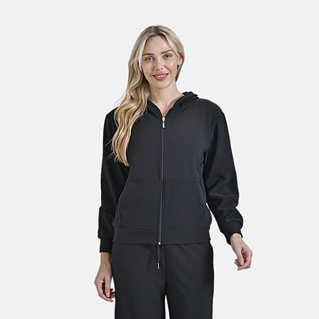 & Maisi Ladies Zip Up Hoodie (Size 16 to 18) - Black