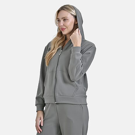 & Maisi Ladies Zip Up Hoodie (Size 24 to 26) - Olive Green