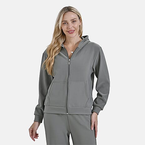 & Maisi Ladies Zip Up Hoodie (Size 24 to 26) - Olive Green