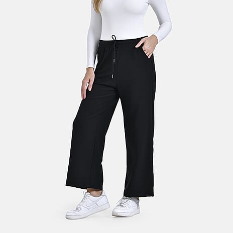& Maisi Casual Wide Leg Trousers (Size 20 to 22) - Black