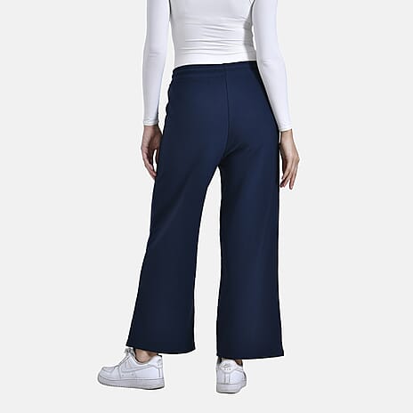 - Maisi Casual Wide Leg Trousers (Size S) - Navy