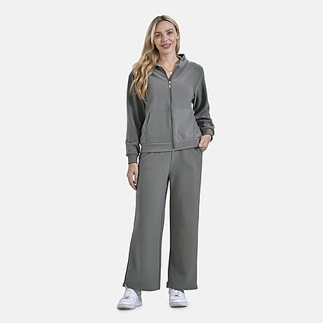 & Maisi Casual Wide Leg Trousers (Size 16 to 18) - Olive Green