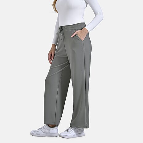 & Maisi Casual Wide Leg Trousers (Size 16 to 18) - Olive Green