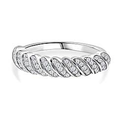 Diamond Band Ring in Rhodium Overlay Sterling Silver