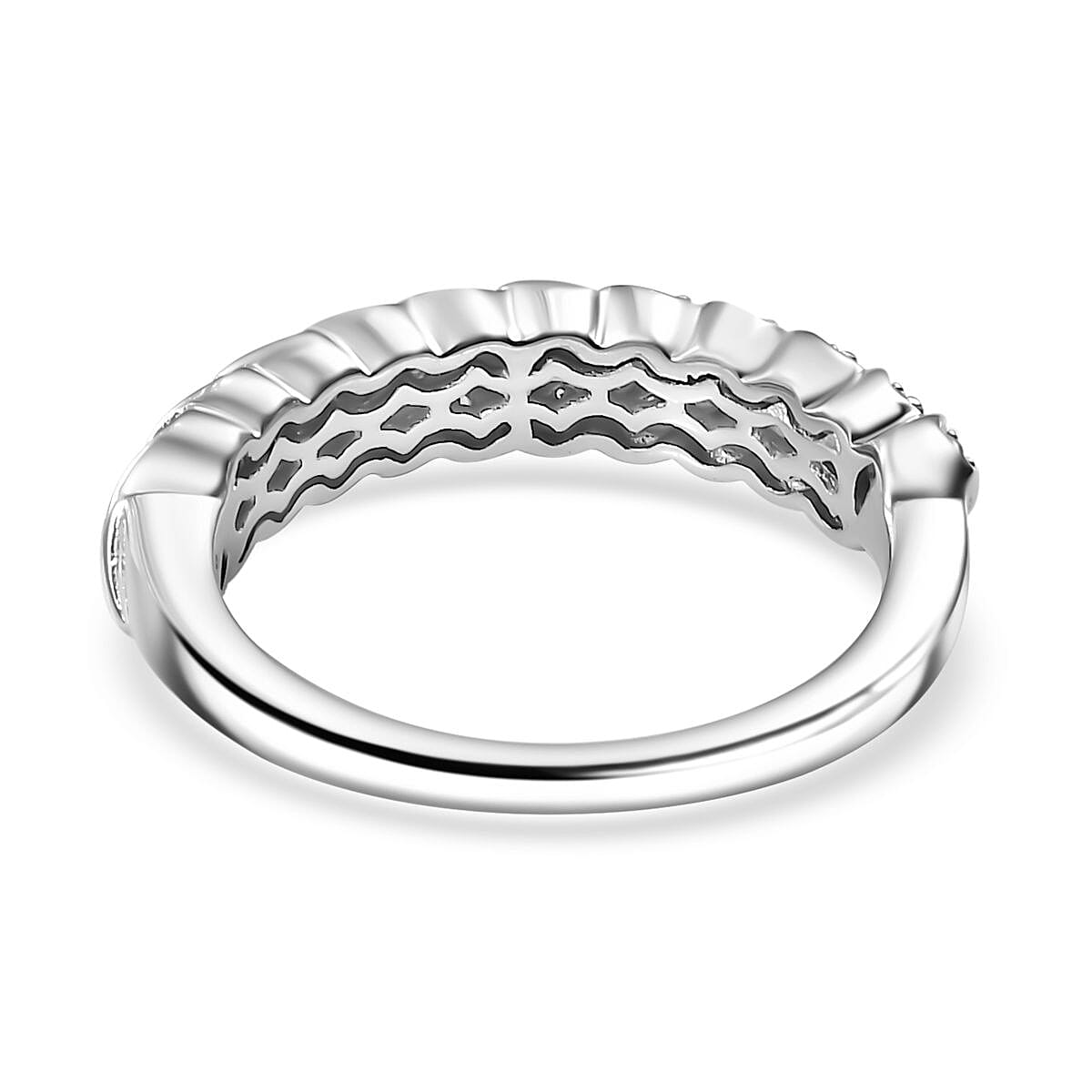 Diamond Band Ring in Rhodium Overlay Sterling Silver