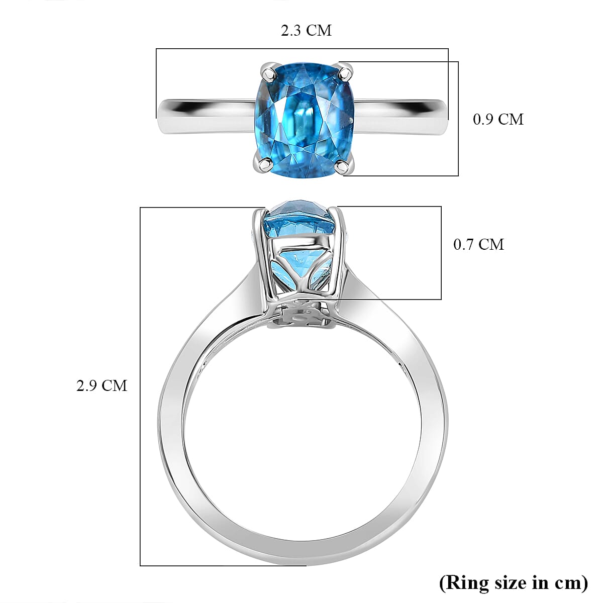 RHAPSODY 950 Platinum AAAA Ratanakiri Blue Zircon Ring 4.62 Ct