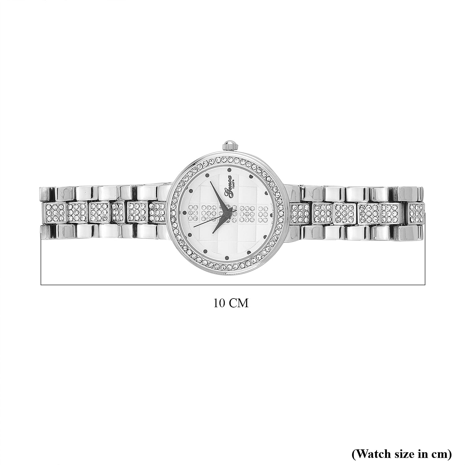 GENOA TIME V2 Miyota 2035 Japan Movement 3ATM Water Resistant White Crystal & Silver Dial Watch with Silver Colour Chain Strap