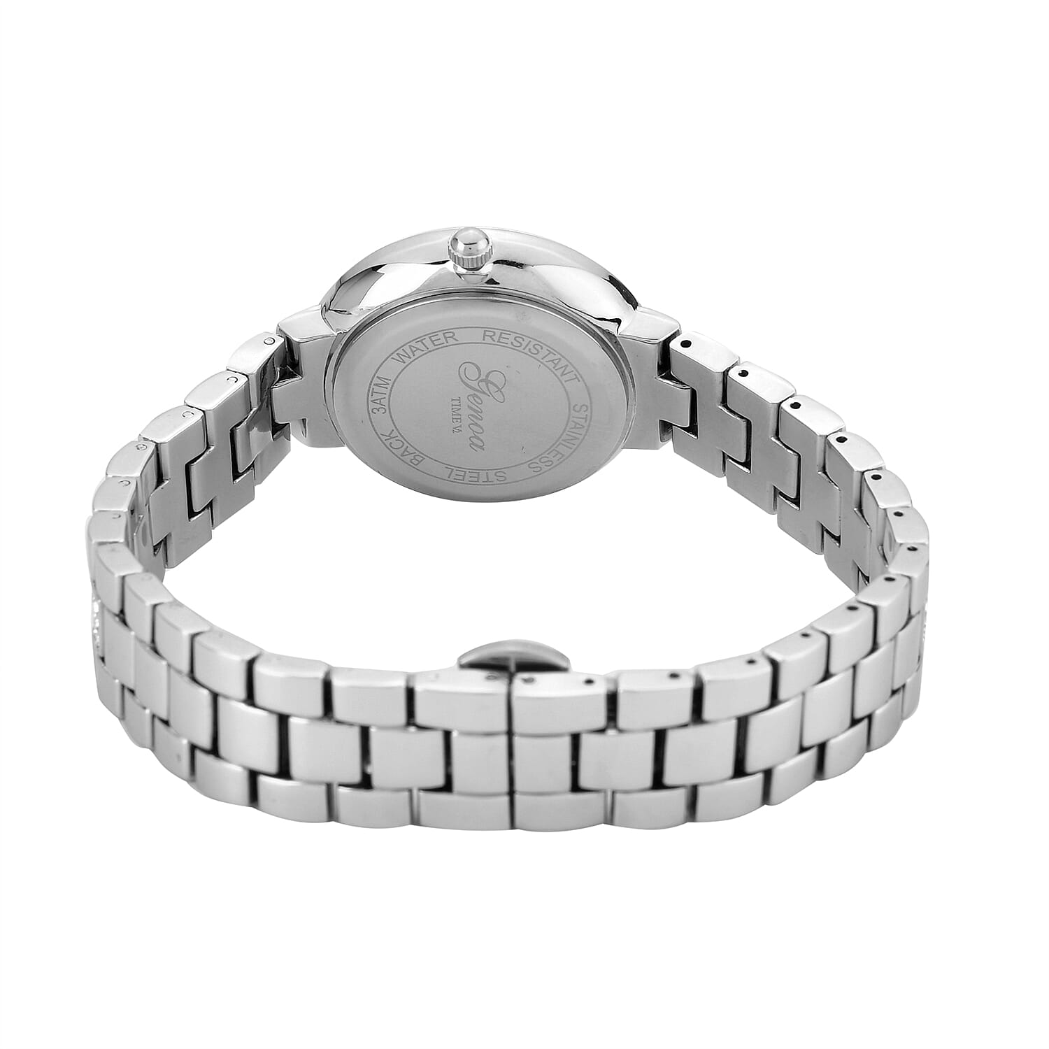 GENOA TIME V2 Miyota 2035 Japan Movement 3ATM Water Resistant White Crystal & Silver Dial Watch with Silver Colour Chain Strap