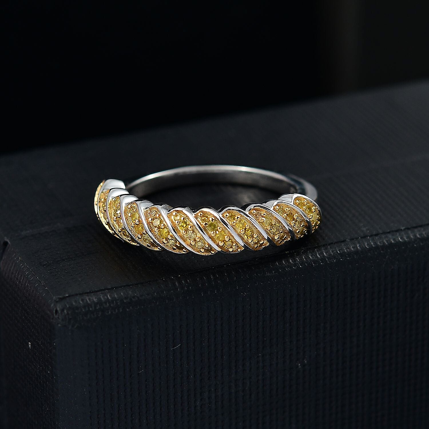 Diamond Band Ring in Rhodium Overlay Sterling Silver