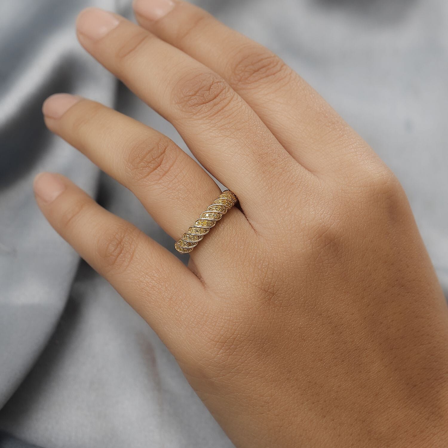 Diamond Band Ring in Rhodium Overlay Sterling Silver