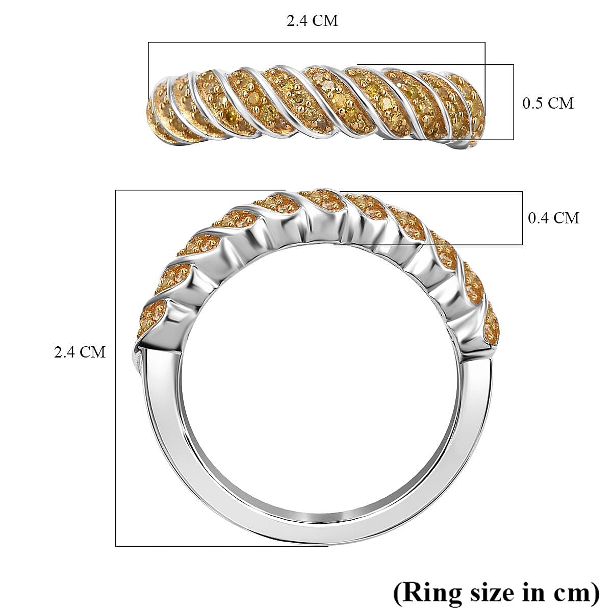 Diamond Band Ring in Rhodium Overlay Sterling Silver