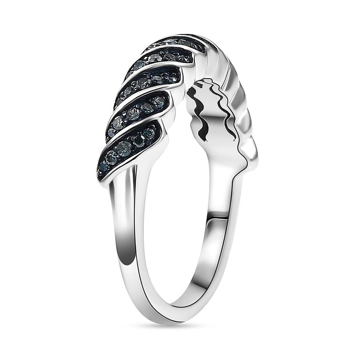 Diamond Band Ring in Rhodium Overlay Sterling Silver