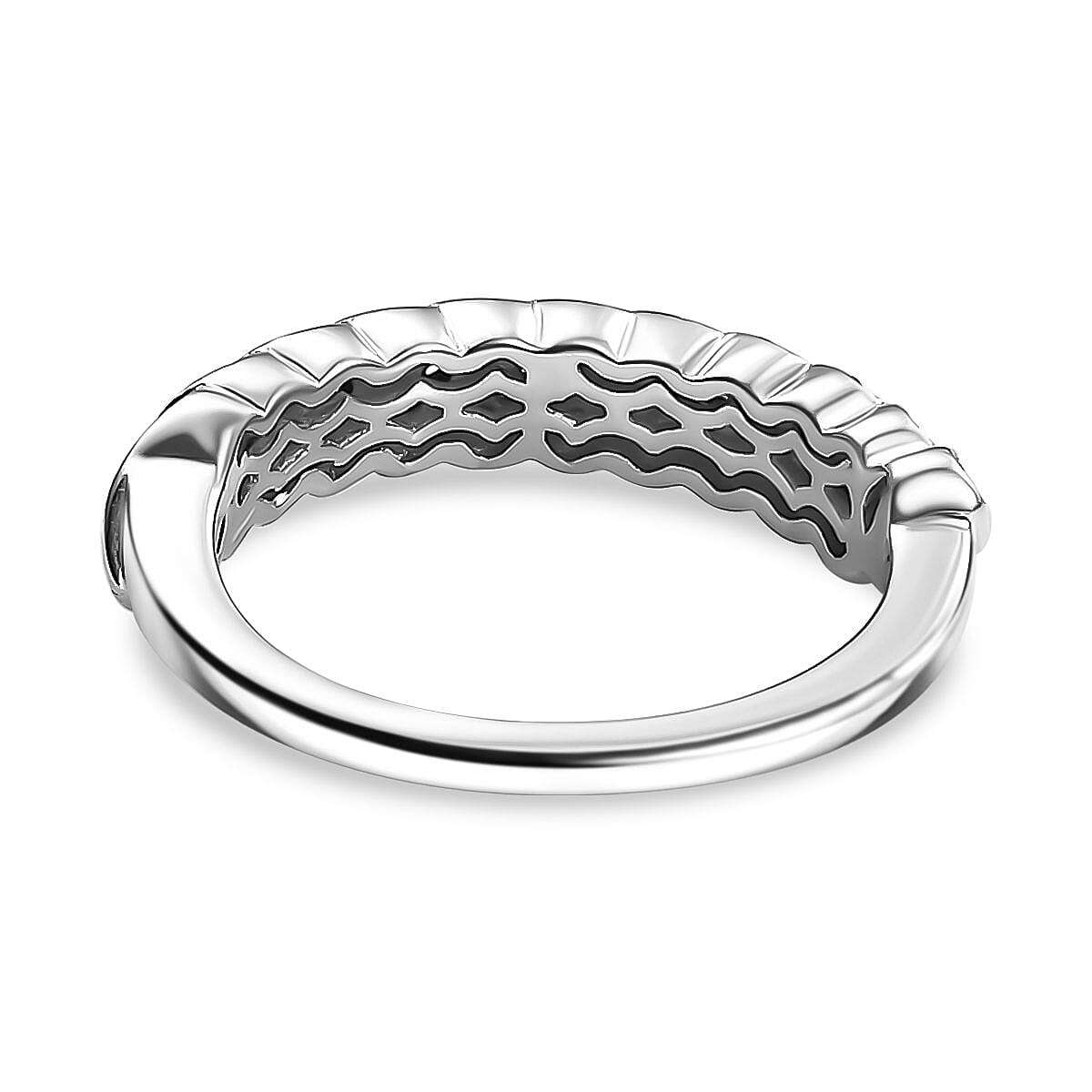 Diamond Band Ring in Rhodium Overlay Sterling Silver