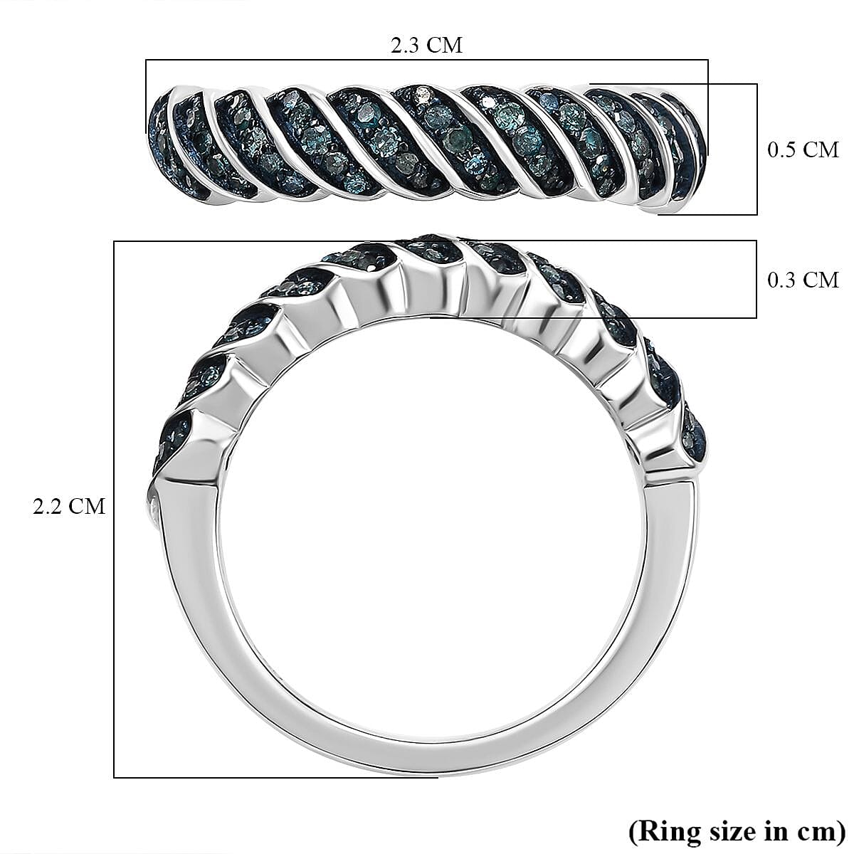 Diamond Band Ring in Rhodium Overlay Sterling Silver