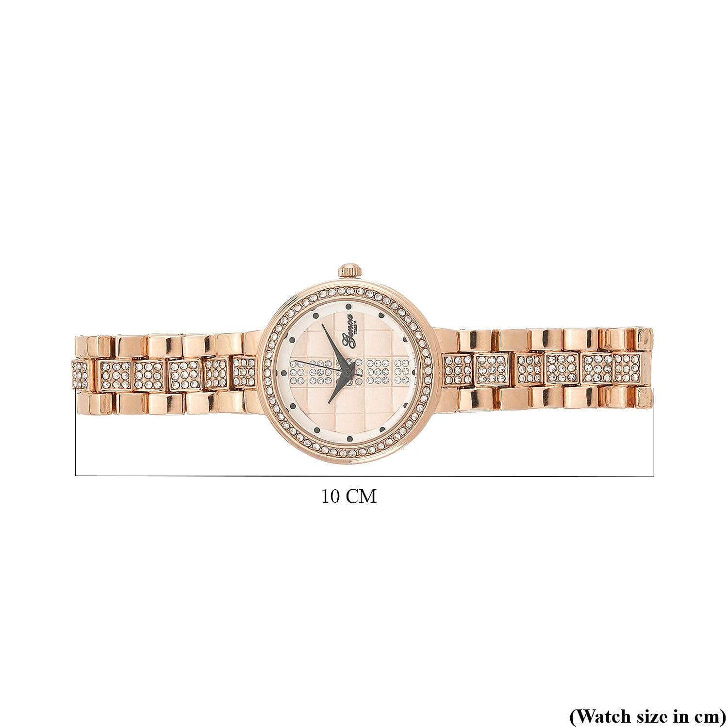 GENOA TIME V2 Miyota 2035 Japan Movement 3ATM Water Resistant White Crystal & Rose Gold Dial Watch with Rose Gold Colour Chain Strap