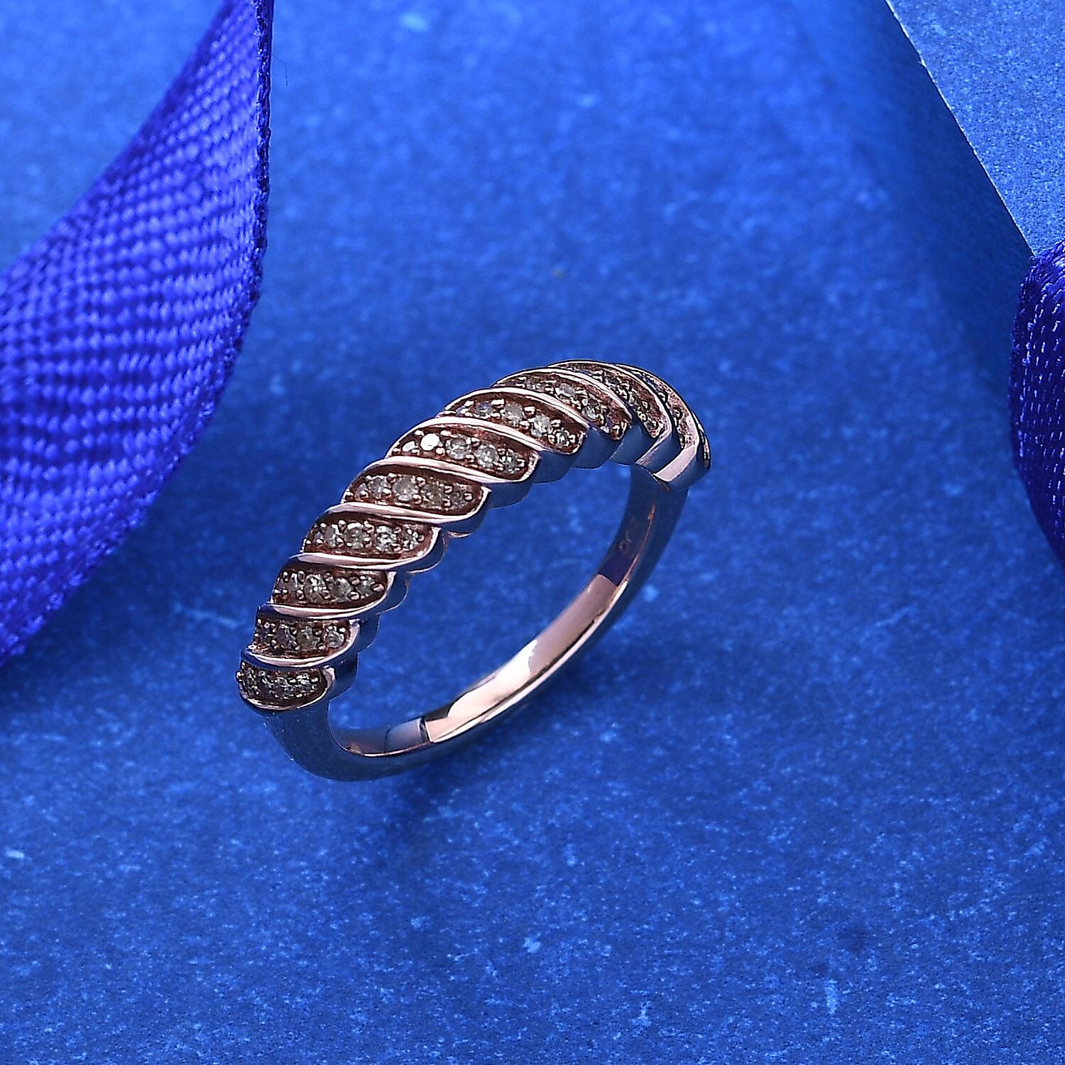 Diamond Band Ring in Rhodium Overlay Sterling Silver